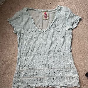 Johnny was 100% silk eyelet shirt XS